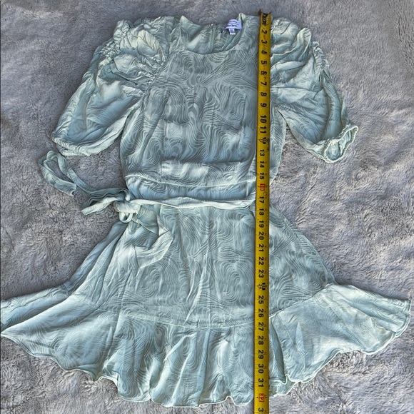 & Other Stories Elegant Sage Green Puff Sleeve mini Dress Size 4 - Picture 11 of 12